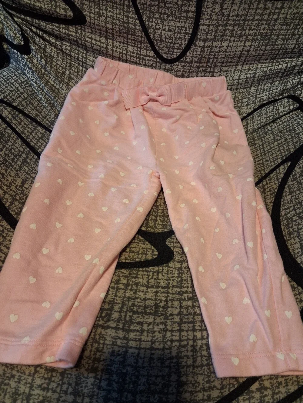 Children's Place Girls' Pink Heart and Solid Knit Pants - Pack of 2